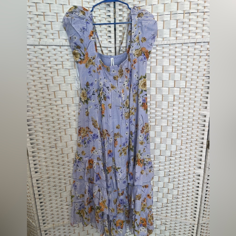 Anthropologie Lavender Floral Maxi Dress